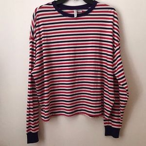 Red, White, and Blue Striped Long sleeved shirt